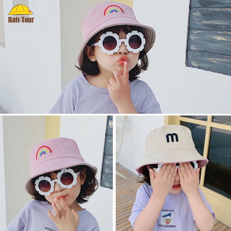 Mũ Tai Bèo Chống Nắng In Họa Tiết Cầu Vồng Đáng Yêu Dành Cho Trẻ Em