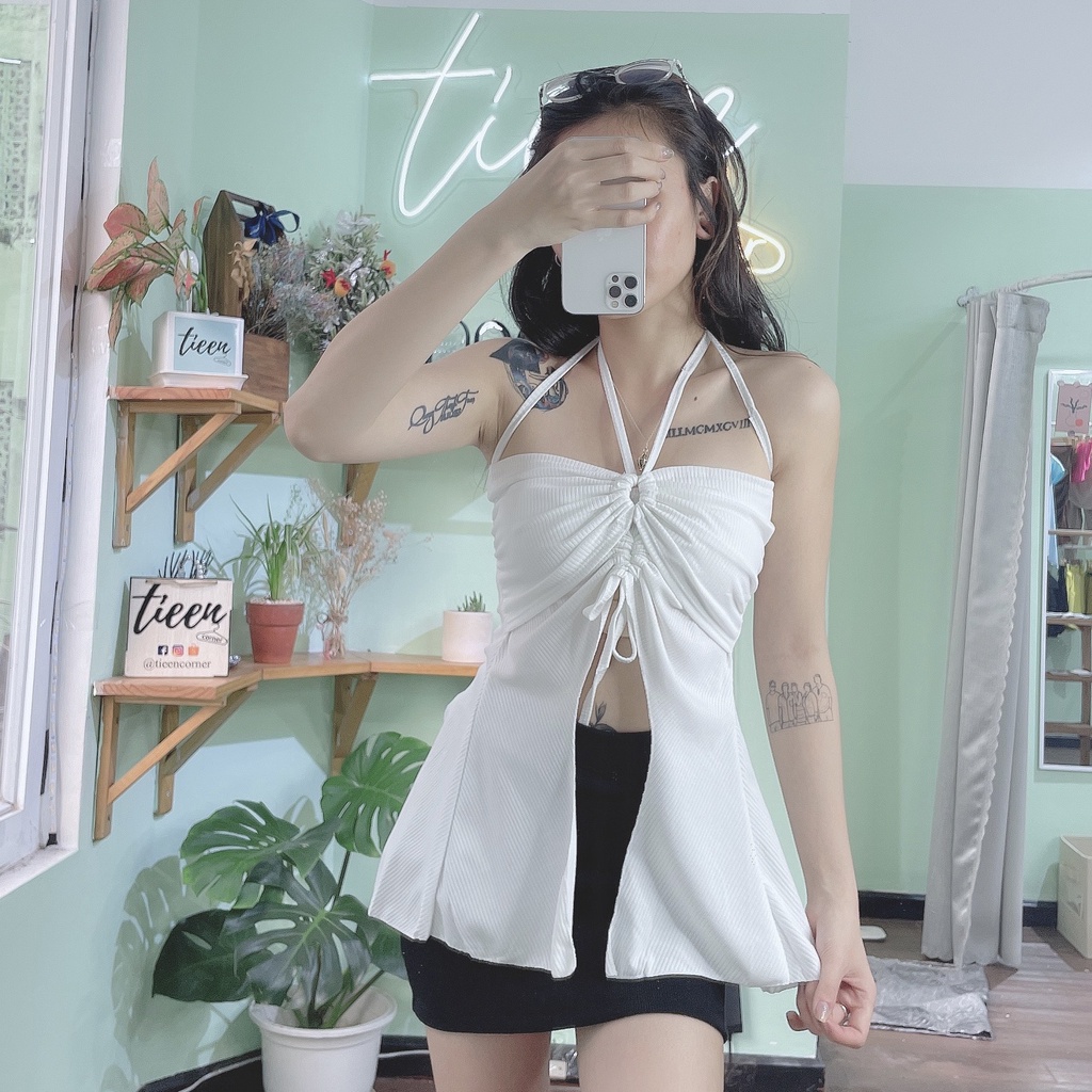 Áo ống kiểu đuôi cá 2 vạt dây rút ngực cột eo siêu hack dáng tieencorner 300 | BigBuy360 - bigbuy360.vn