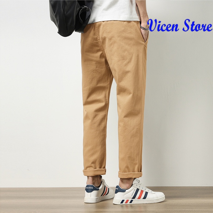 [MÃ VICEN30K250 GIẢM 15% TỐI ĐA 30K] Quần Baggy Kaki Cạp Chun Chất Kaki Cao Cấp VICENZO Ống Suông Thoải Mái. Quần Baggy | BigBuy360 - bigbuy360.vn