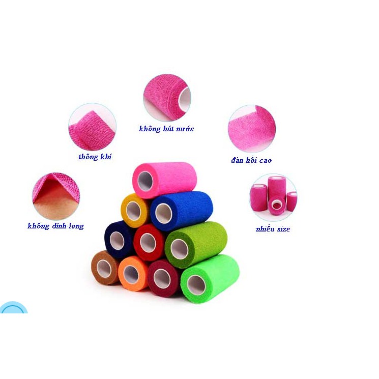 Băng Quấn Vải Tự Dính Đa Năng Không Dính Da Và Lông Dùng Trong Thể Thao Phòng Tránh Chấn Thương, Quấn Máy Phun Xăm