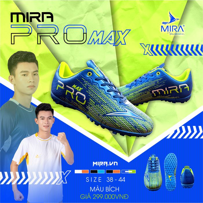 Giày đá banh, Giày bóng đá đế đinh sân cỏ nhân tạo Mira Pro Max TF- Dungcusport