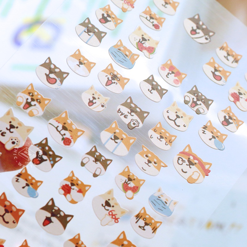 Giấy Dán Hình Mèo Shiba Inu Dễ Thương Dùng Trang Trí Sổ Tay Diy