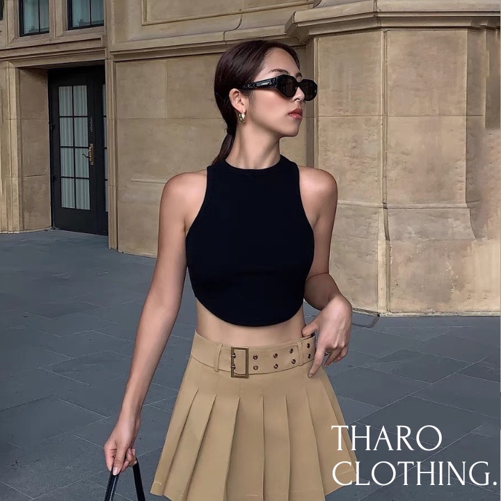 Áo Croptop Nữ Gân Tăm, Ba Lỗ Vạt Bầu - Tharo Clothing [AO00033]