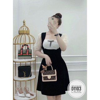 BIGSIZE Đầm nhung phối ren D1103