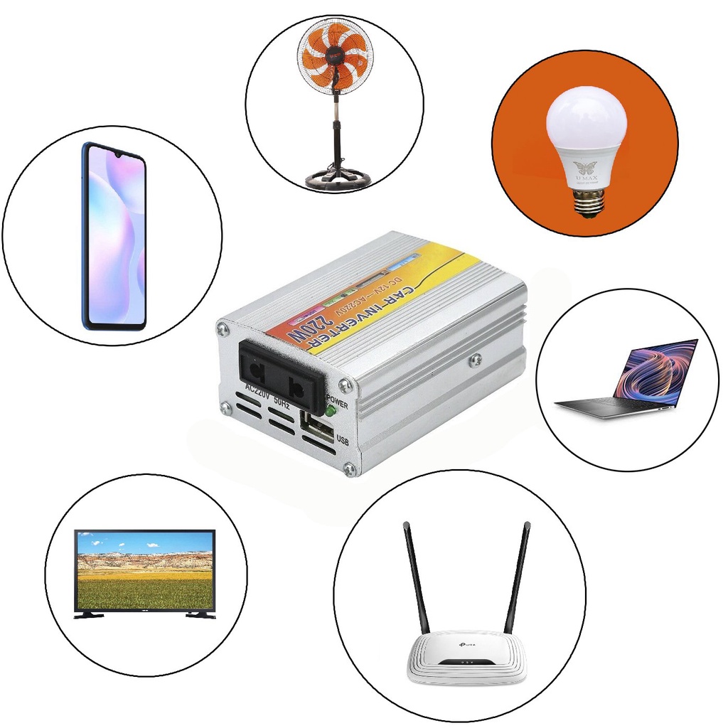 Bộ Chuyển Nguồn 12V Sang 220V Wea 4.0 Việt Nam - Nhỏ Gọn, Tiện Dụng, Có Ổ Cắm Lấy Điện, Cổng USB - Công Suất 200W