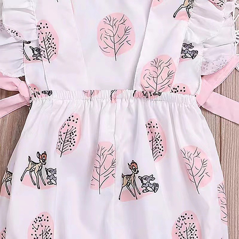 Áo Liền Quần Sát Nách In Hoạt Hình Dễ Thương Thời Trang Mùa Hè Cho Bé Gái