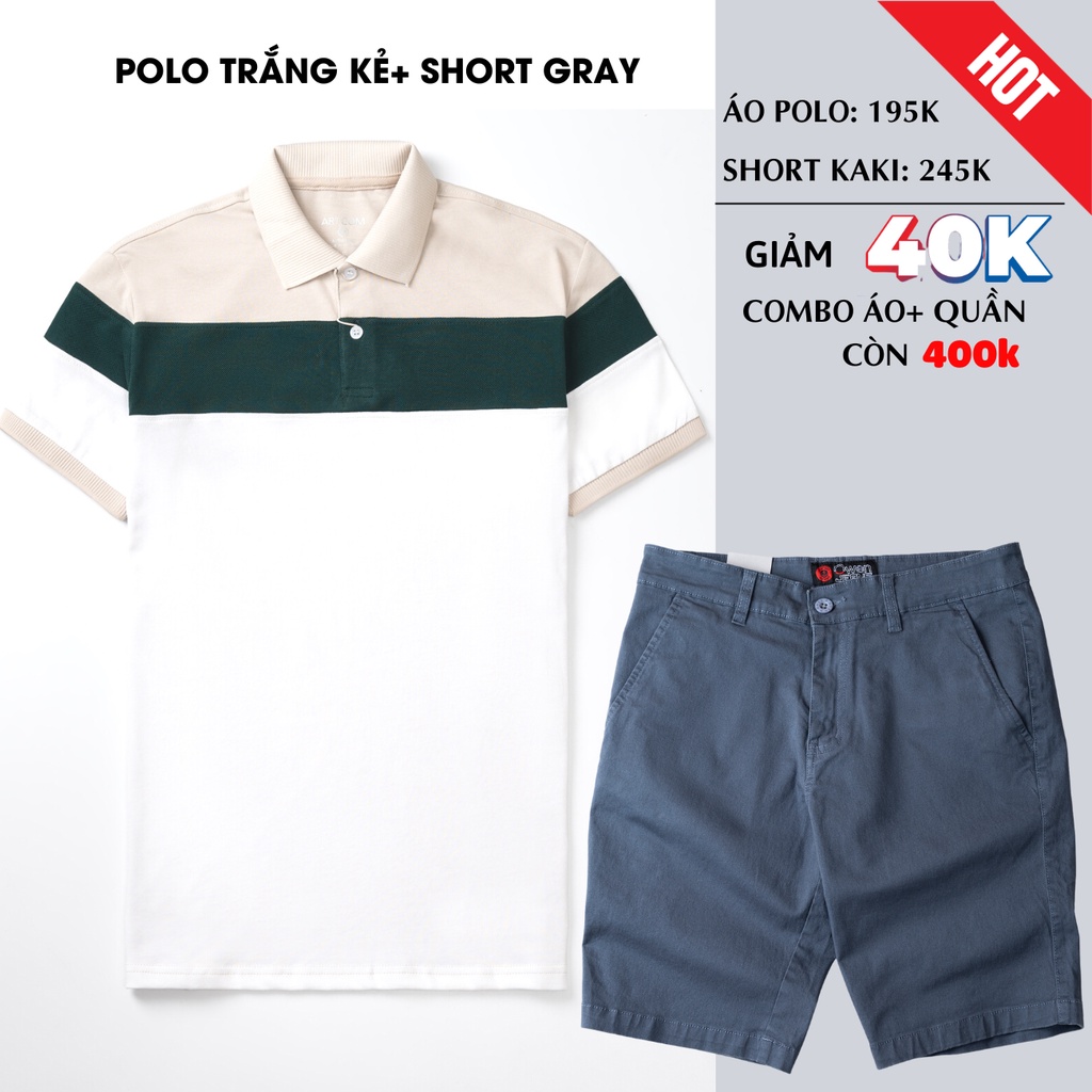 [Giảm 40k combo] áo polo nam và quần short kaki owen chất cotton mềm mại thấm hút mồ hôi form regular trẻ dtrung