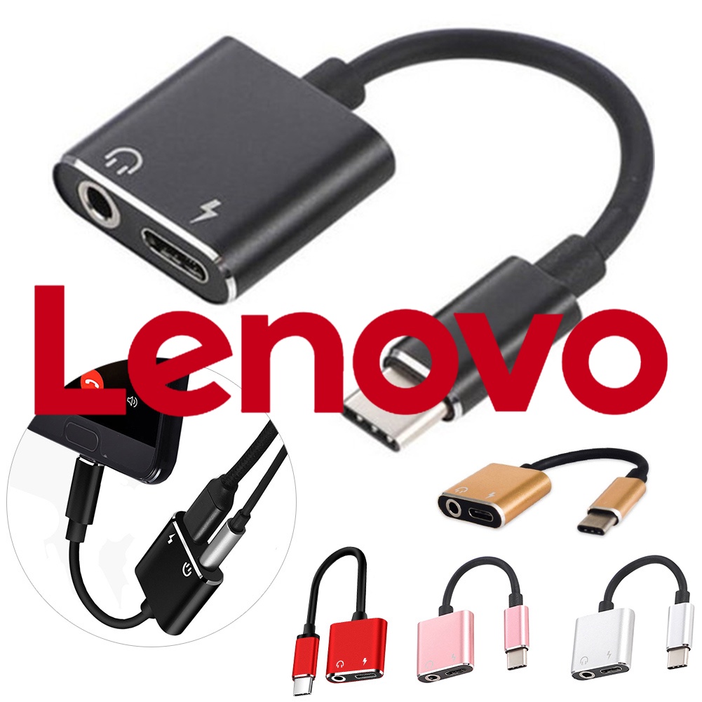 Dây cáp chuyển đổi âm thanh LENOVO Type C AUX 2 trong 1 giắc cắm 3.5mm tiện lợi