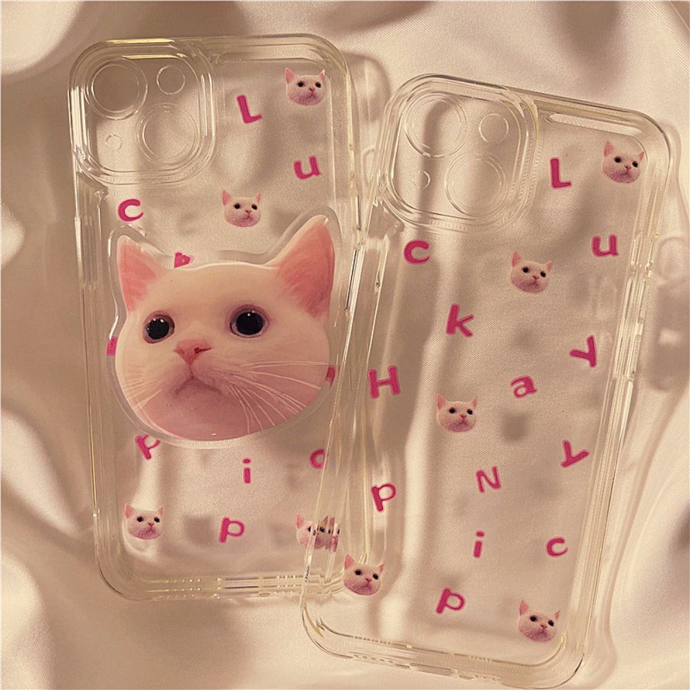 Ốp Điện Thoại TPU Mềm Chống Bụi Chống Sốc Có Giá Đỡ Hình Mèo Dễ Thương Cho IPhone 14 13 12 11 Pro Max