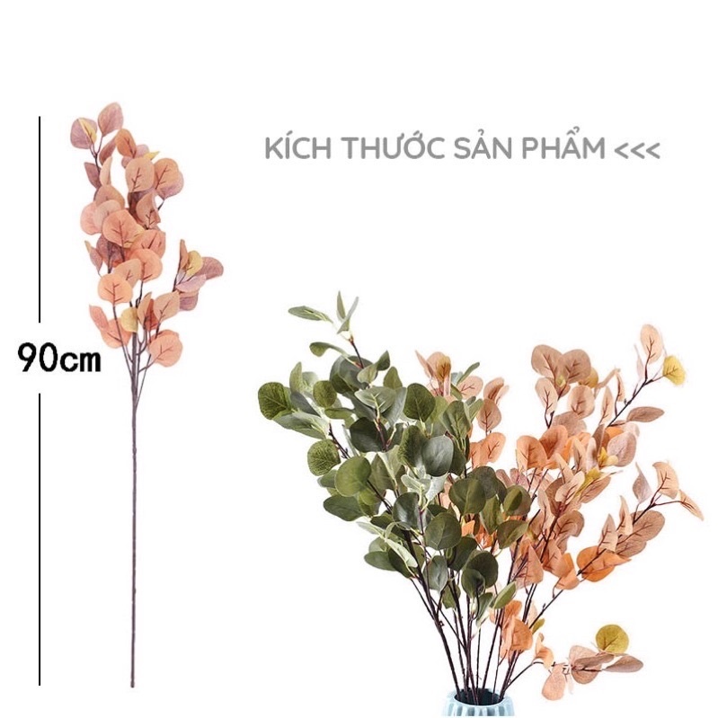 Lá bạch đàn giả nhập khẩu cao cấp cành dài 58cm dùng Decor trang trí nhà cửa, quán cafe.HL013