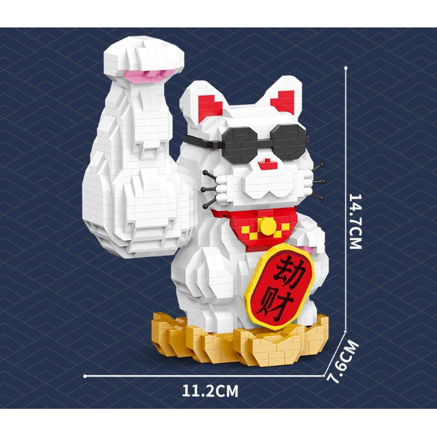 Lắp ráp mô hình le go mèo thần tài, HỔ CON múa Kỳ Lân, Kỳ Lân vui tết trung thu cho bé. decor bàn làm việc