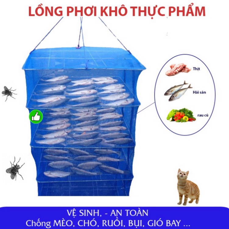 Lồng Phơi Thực Phẩm, Phơi Cá Khô Chống Ruồi Muỗi, Côn Trùng Bằng Lưới PE Dễ Dàng Vệ Sinh Có Thể Thu Gọn Hình Ảnh Đều Là