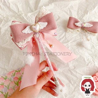 Dao rọc giấy washi tape dạng bút nơ hồng cánh thiên thần