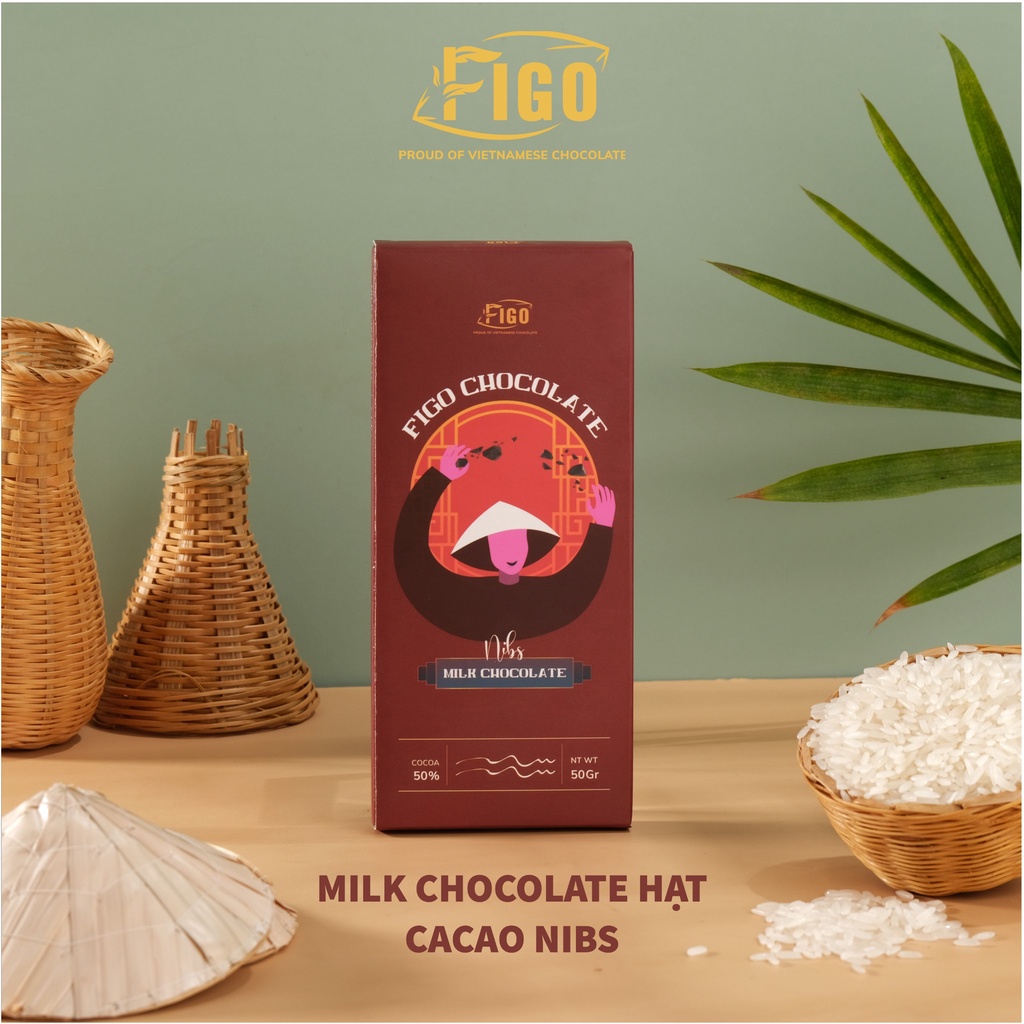 Milk Chocolate Dừa 50g FIGO, quà tặng truyền thống bao bì sản phẩm mới