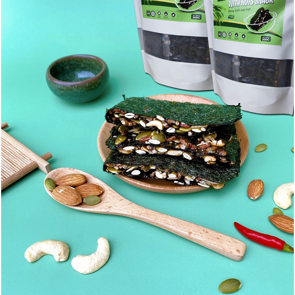 Bánh Rong biển kẹp hạt dinh dưỡng Nofa Thơm ngon giòn rụm, snack rong biển, ăn vặt văn phòng, bánh lẻ