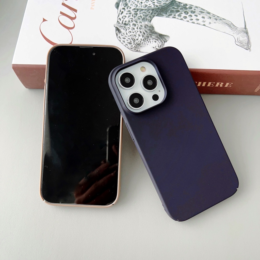 Ốp Điện Thoại PC Cứng Viền TPU Dẻo Màu Trơn Thời Trang Chống Sốc / Rơi Cho iPhone 14 13 12 11 Pro Max