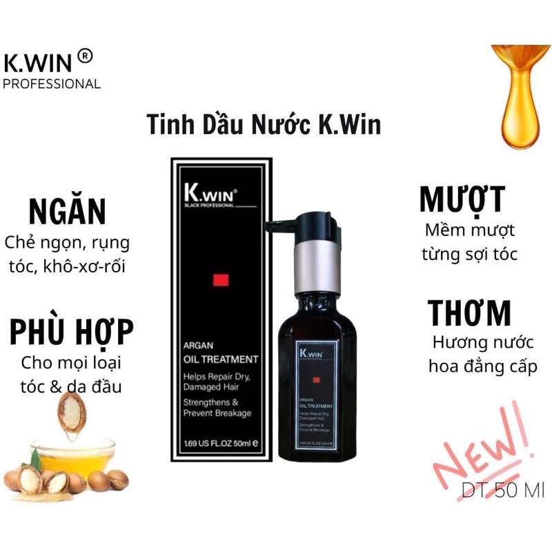 Tinh dầu dưỡng tóc Kwin phục hồi tóc khô xơ, giảm tình trạng chẻ ngọn , mềm mượt, hương nước hoa 50ml ( Hàng chính hãng)