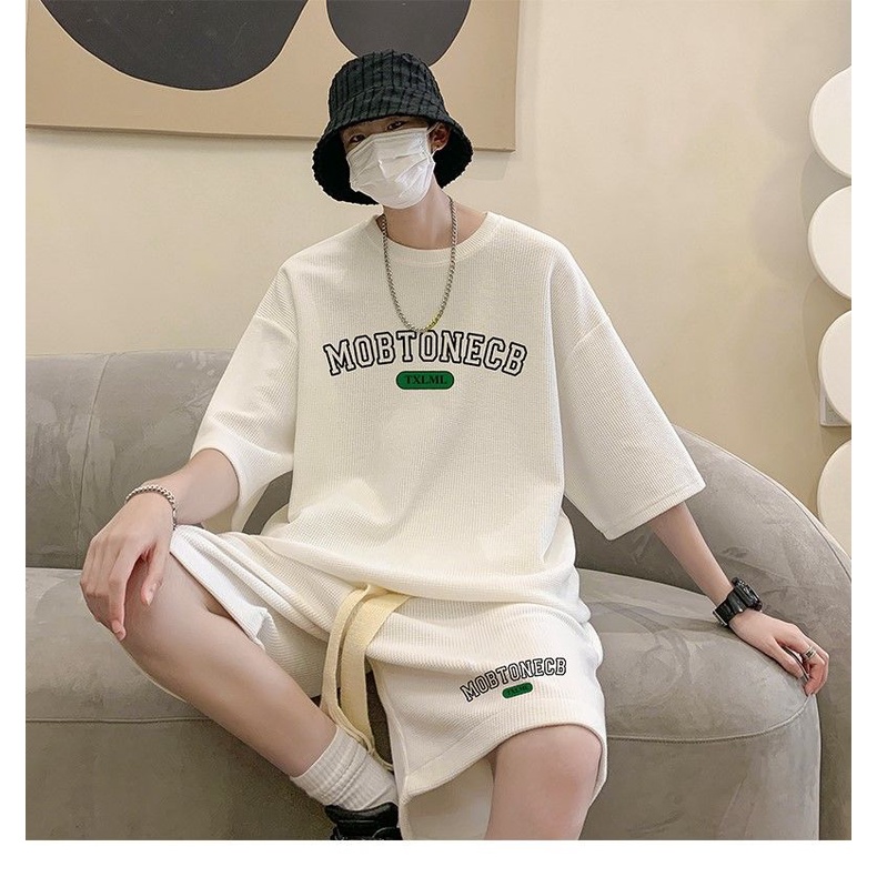 Set Áo Thun Ngắn Tay Form Rộng Và Quần Short Thể Thao Thời Trang Mùa Hè Cho Nam
