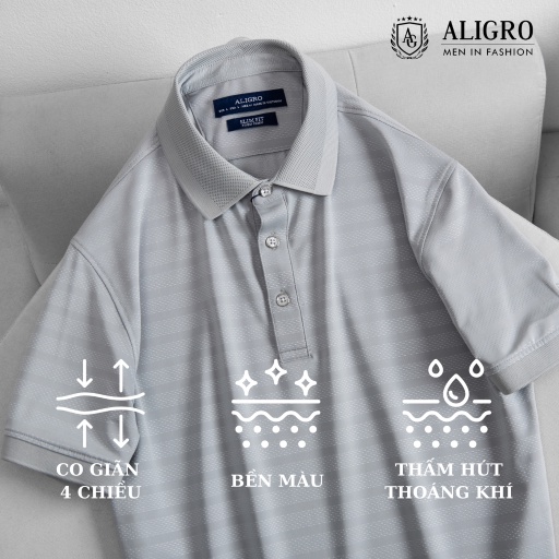 Áo polo nam ngắn tay ALIGRO chất vải coolmax siêu mềm, siêu nhẹ thoáng mát không nhăn ALGPLO8A3M