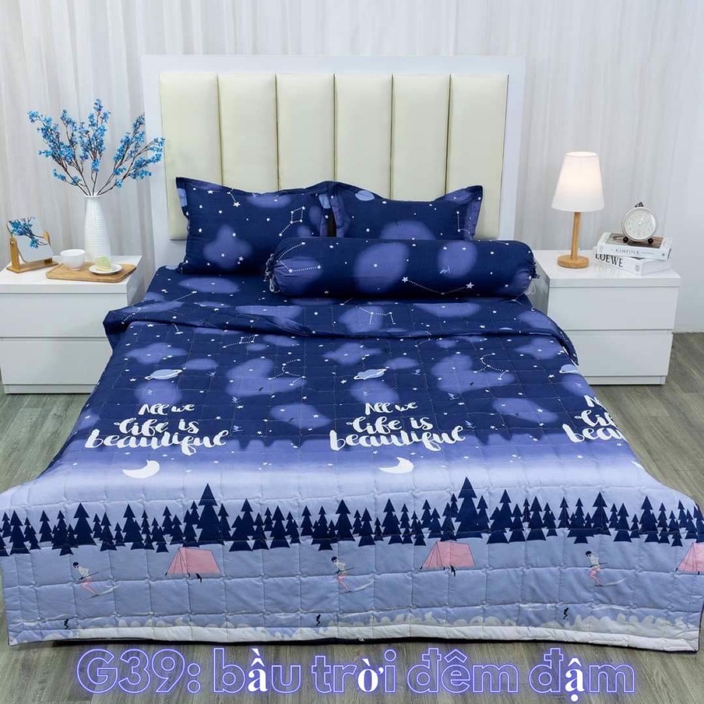 Chăn hè COTTON POLY trần bông 3 lớp hàng siêu đẹp có chọn mẫu,mẫu cây thông xanh