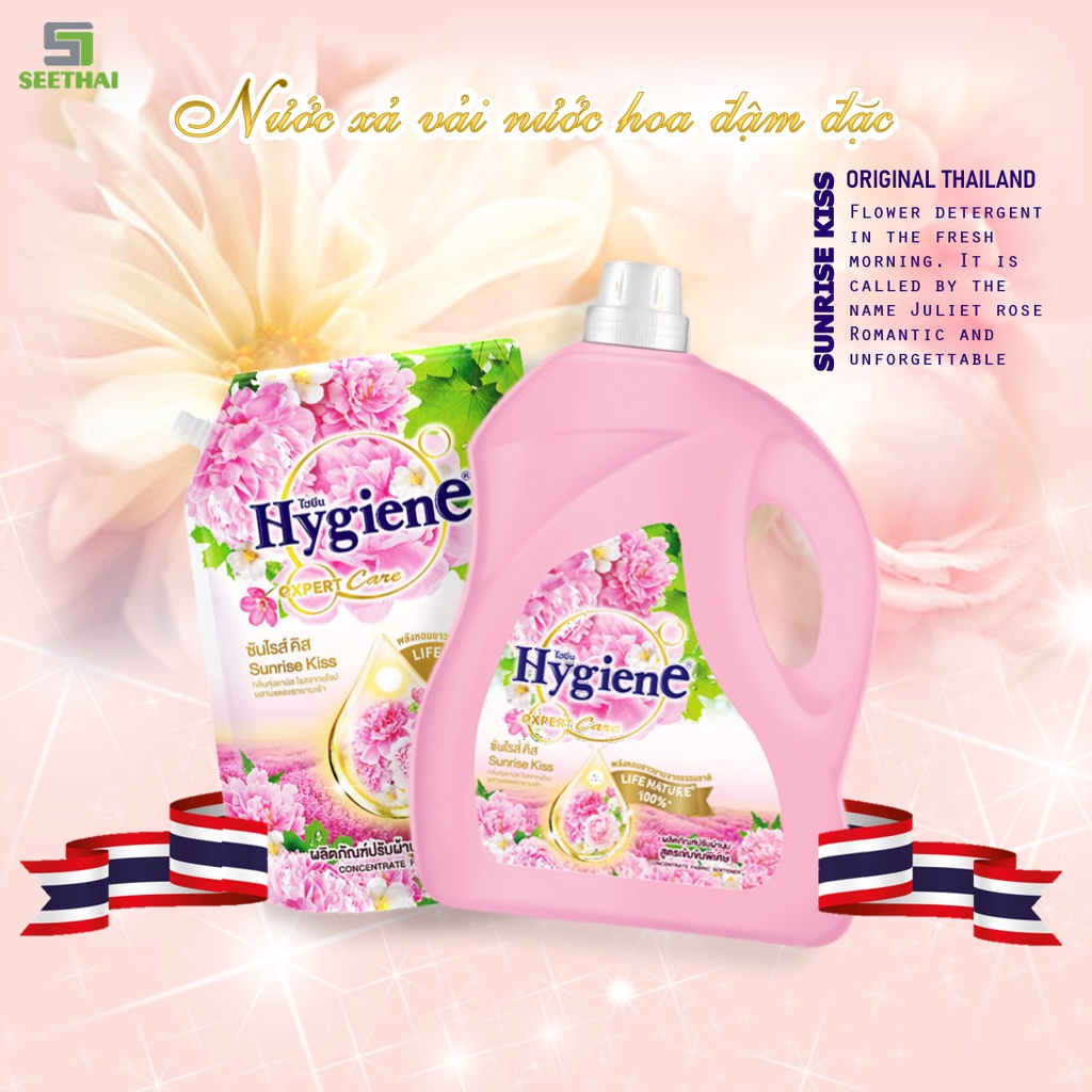 Xả vải HYGIENE Thái Lan Sunrise Kiss đậm đặc hương hoa hồng Damascus - túi / can