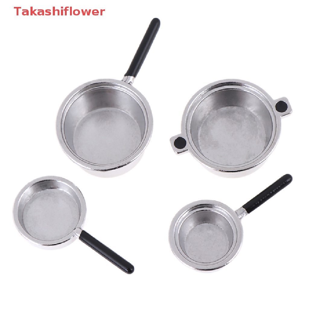 Set 4 Mô Hình Nồi Nấu Ăn Mini Bằng Kim Loại Tỉ Lệ 1: 12 Trang Trí Nhà Búp Bê