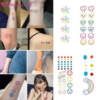 Miếng dán hình xăm tạm thời họa tiết hoa / cầu vồng / biểu tượng cảm xúc thời trang chống thấm nước