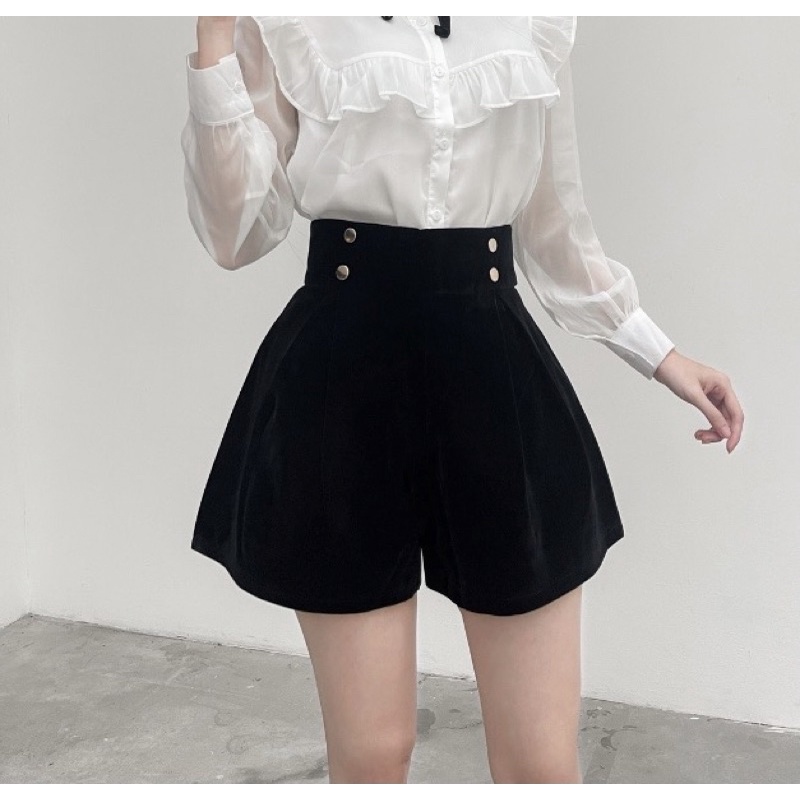 Quần short nhung 4 khuy dáng xòeThời Trang Giá Xưởng Official