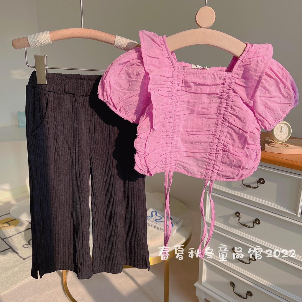 Hàng Mới Về Mới Set Áo Thun Ngắn Tay + Quần Short Dây Rút Phong Cách Hàn Quốc Thời Trang Cho Nữ