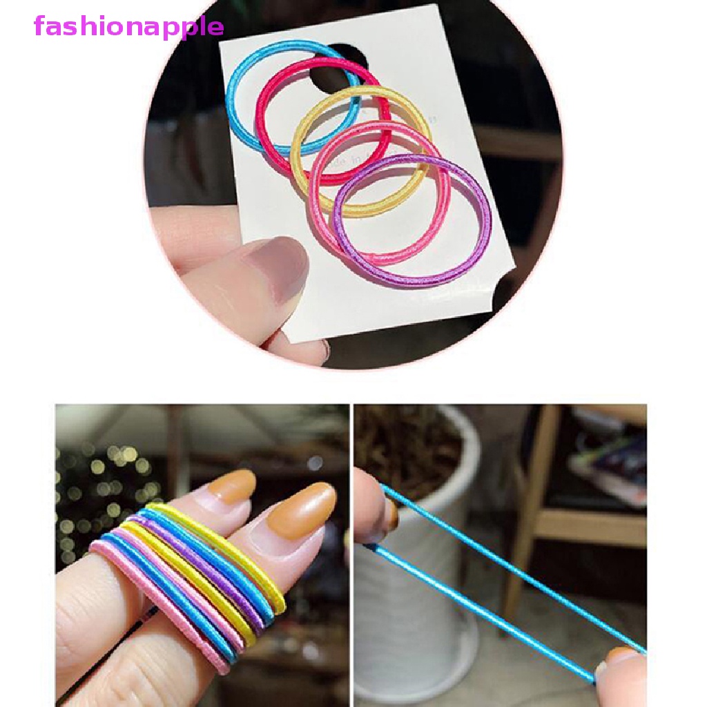 Set 100 Dây Buộc Tóc Co Giãn Nhiều Màu Sắc Cho Bé Gái