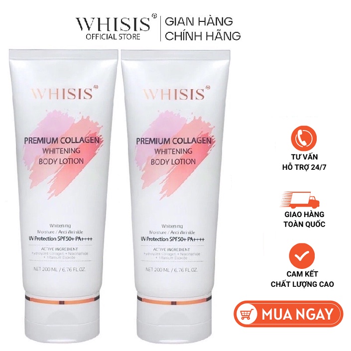 Kem Dưỡng Thể Trắng Da WHISIS Chống Nắng - Premium Collagen Whitening Body Lotion 200ml