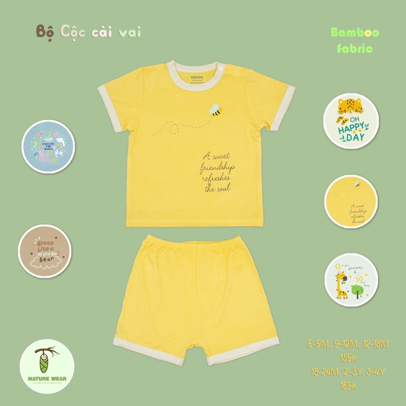 NATURE WEAR - Bộ cộc tay sợi tre mềm mát hàng chính hãng nature cho bé