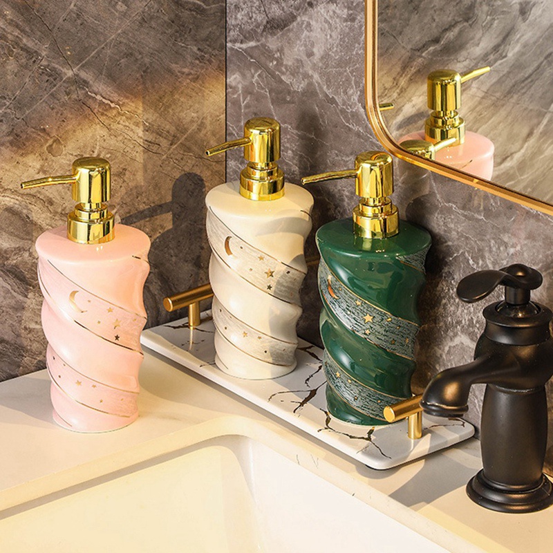 Bình Sứ Đựng Xà Phòng Rửa Tay / Dầu Gội Tiện Dụng Cho Nhà Tắm