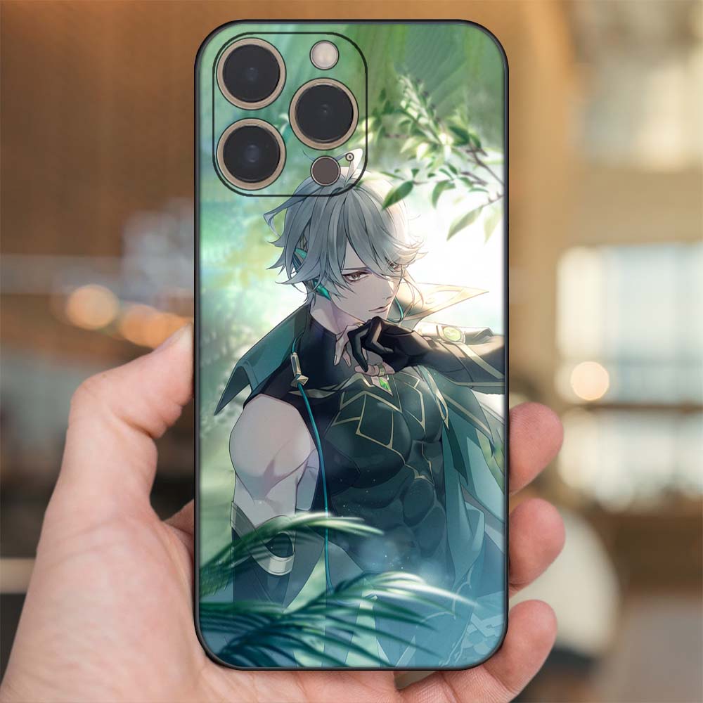 Ốp lưng iPhone 14 Pro dẻo đen cạnh vuông in hình Alhaitham Genshin Impact