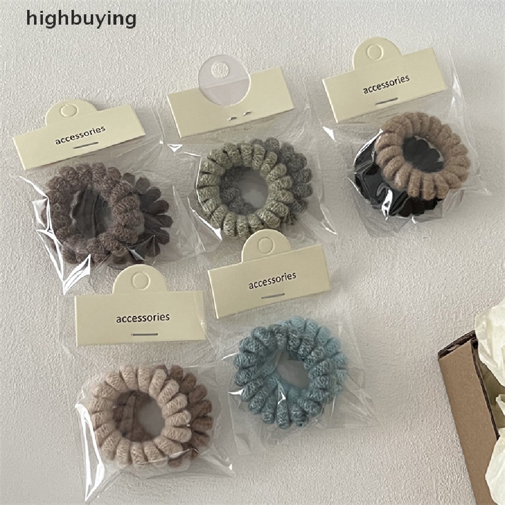 Hbvn Belle Set 2 Dây Buộc Tóc Dạng Điện Thoại Bằng Cao Su Phối Lưới Màu Đỏ Đơn Giản Thu Đông Dành Cho Bạn Nữ Tóc Đuôi Ngựa