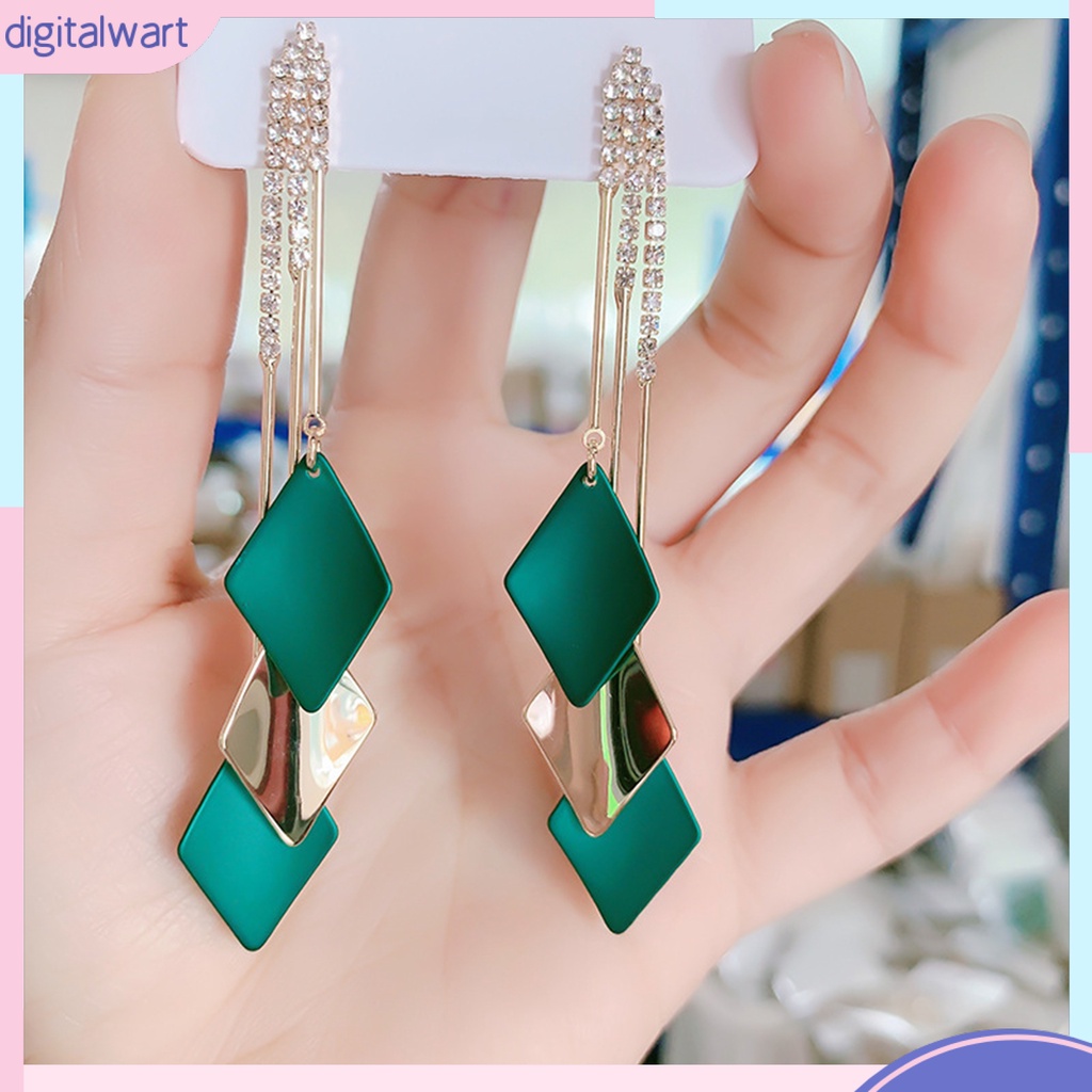 1 Cặp Bông Tai Tua Rua Đính Đá Màu Sắc Tương Phản Phong Cách Bohemian