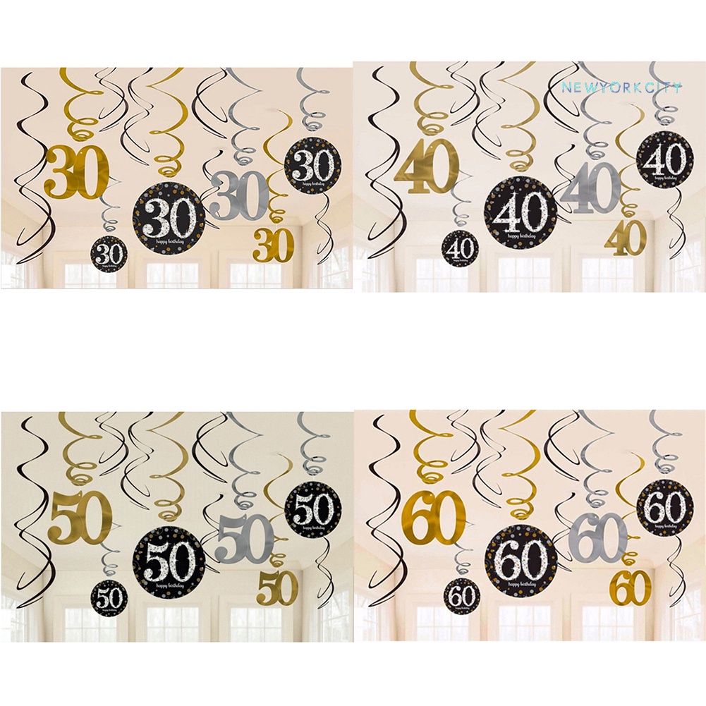 12 Dây Treo Trang Trí Hình Xoắn Ốc 30 / 40 / 50 / 60 Tuổi