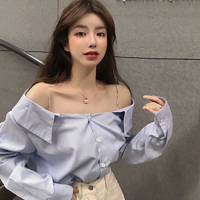 Áo sơmi trễ vai hai dây bling bling Bigsize 5XL - Có ảnh thật