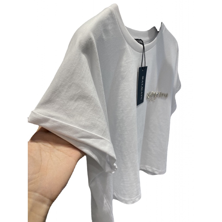 Balmain 23 fashion brand new fashion logo beaded letter simple casual shoulder sleeve short-sleeved T-shirt