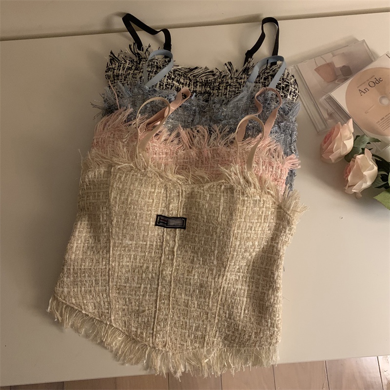 Áo hai dây phối tua rua phong cách Hàn Quốc với 4 màu tùy chọn