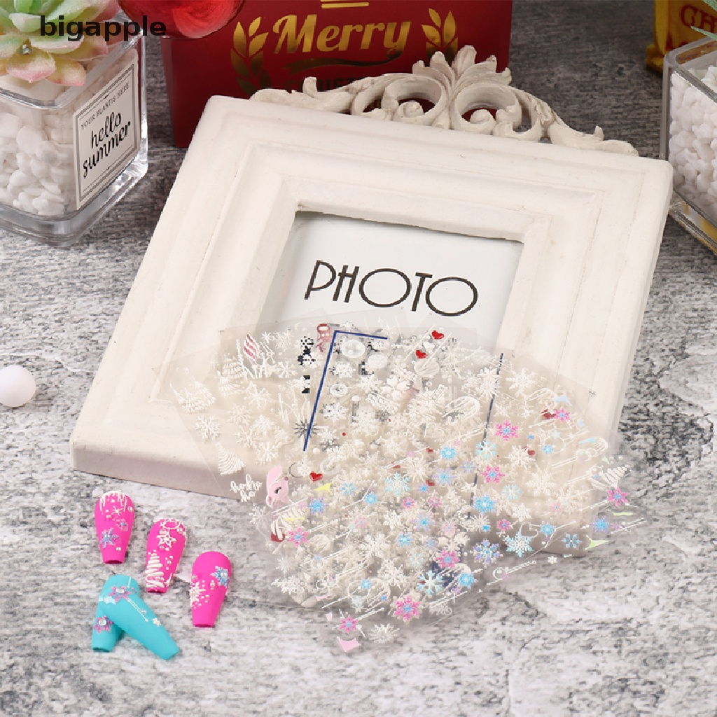 Hình Dán Trang Trí Móng Tay Họa Tiết Bông Tuyết 3D Lấp Lánh Xinh Xắn