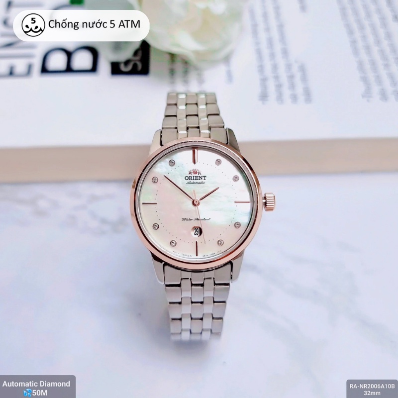 Đồng hồ cơ nữ Orient Watch Contemporary RA-NR200 máy lộ cơ mặt kính Sapphire dây thép đeo tay cao cấp chính hãng