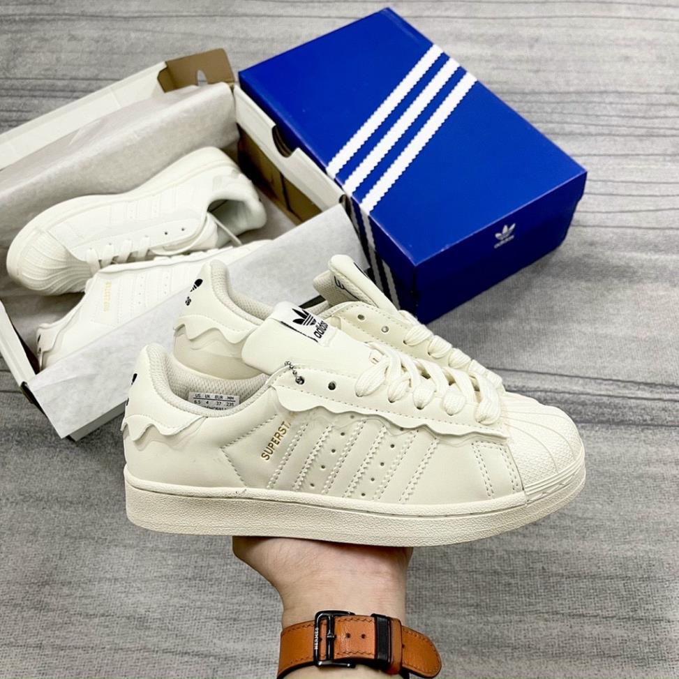 Giày thể thao nữ mẫu mới 2022 Adidas Superstar hồng, adidas sò xanh, das sò trắng 3 sọc dành cho nữ full box bill