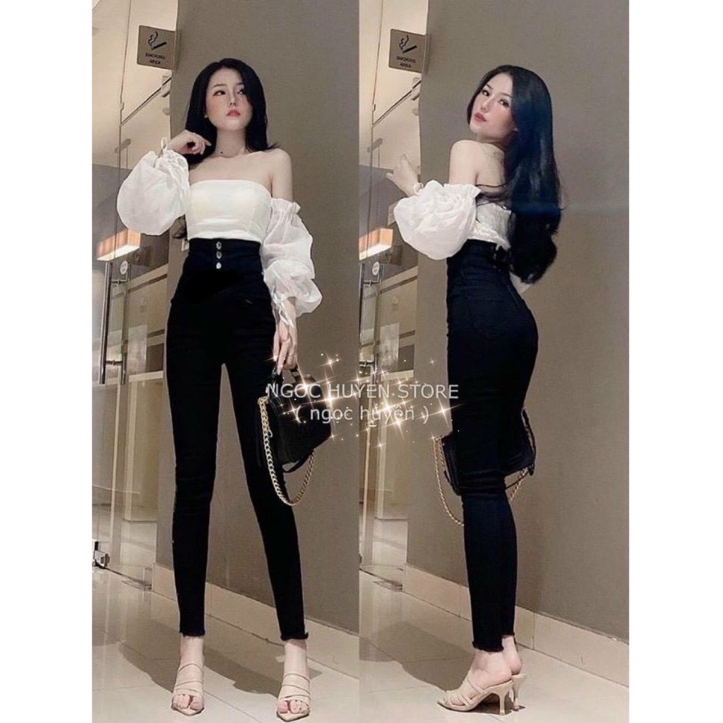 Quần Skinny Co giãn 4 chiều CẠP SIÊU CAO 3 khuy, Chất đẹp loại 1, quần jean giấy 3 khuy- mã bò 3 khuy