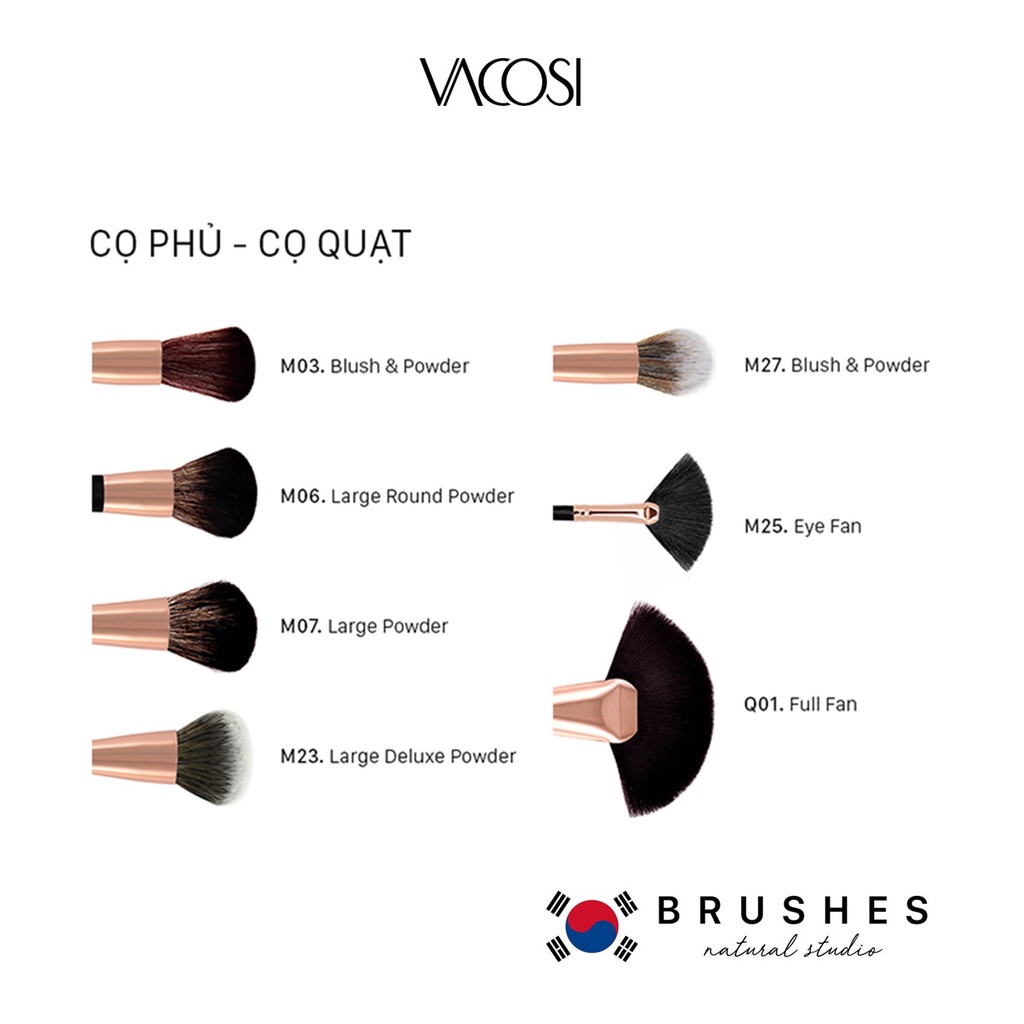 Cọ Má Hồng & Phủ Đầu Tròn VACOSI BLUSH & POWDER BRUSH - M03 / M06 / FP02 Pro