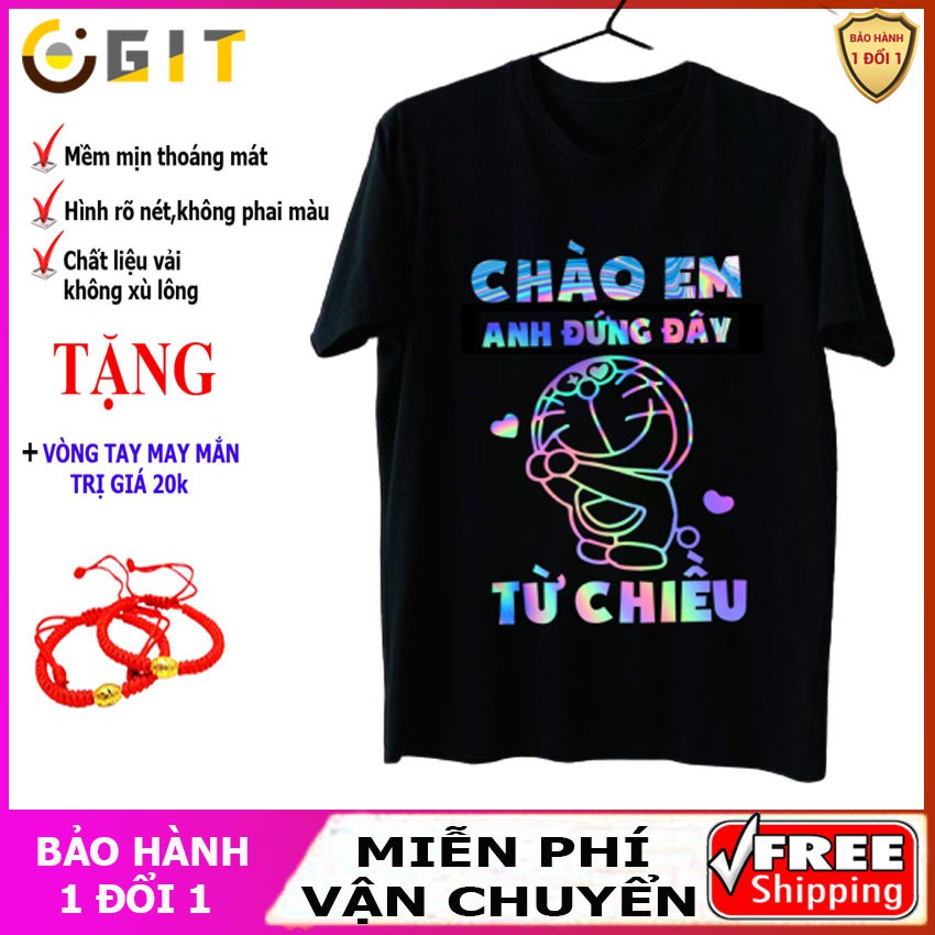 Áo phông phản quang bảy màu Doremon - chào em anh đứng đây từ chiều