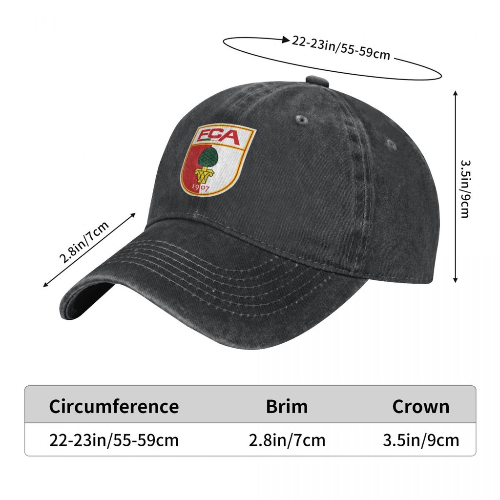 FC Augsburg logo Người Lớn Giặt Mũ Denim 100% Cotton Cong Vành Mũ Chống Nắng Đơn Giản Thường Ngày Ph