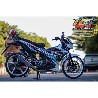 Tem rời Raider 150 xanh đen dán xe trắng