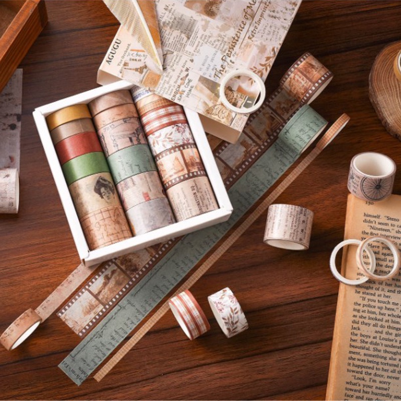 Hộp 20 Cuộn Băng Keo Dán Trang Trí Sổ Tay / Nhật Ký Phong Cách Vintage DIY