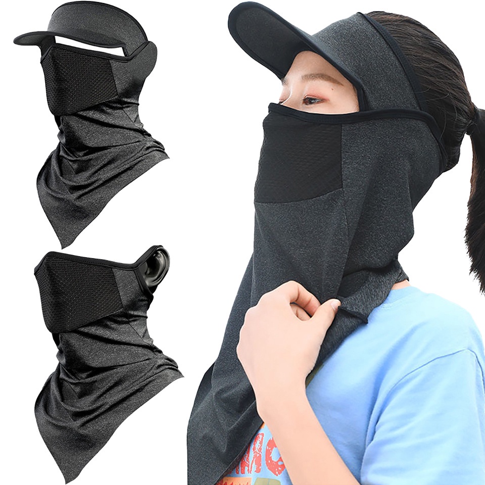 Toàn Bộ Mũ Trùm Đầu Bằng Lụa Lạnh Thoáng Khí Chống Tia UV Bảo Vệ Mặt Toàn Diện